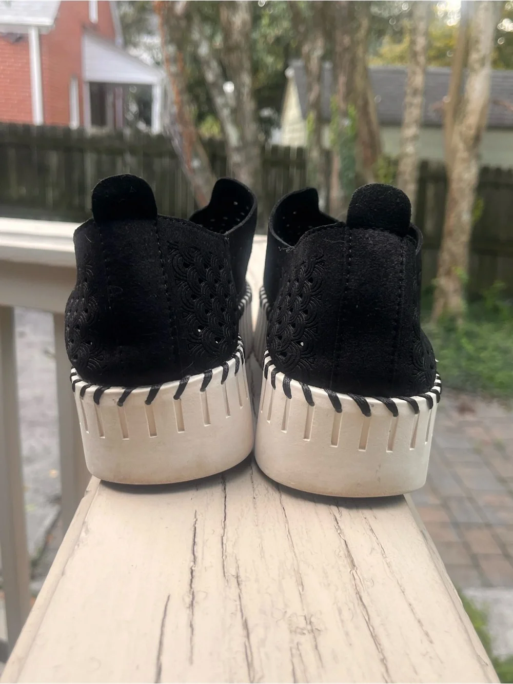 Tommy Bahama Black Perforated Slip-Ons with White Soles (Sz 9)